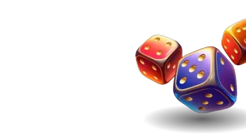 Three colorful dice, symbolizing the Drops & Wins promotion at Irwin Web Casino, where players can win random cash prizes.