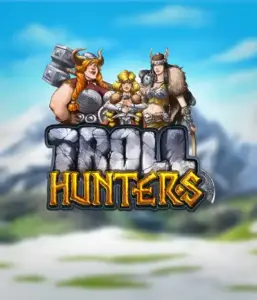 Step into the world of "Troll Hunters," where valiant Viking warriors stand ready to confront their foes. The logo features a male and female Viking, dressed for battle, overlooking a cold mountainous backdrop. They exude strength and courage, symbolizing the spirit of the game's adventurous theme.